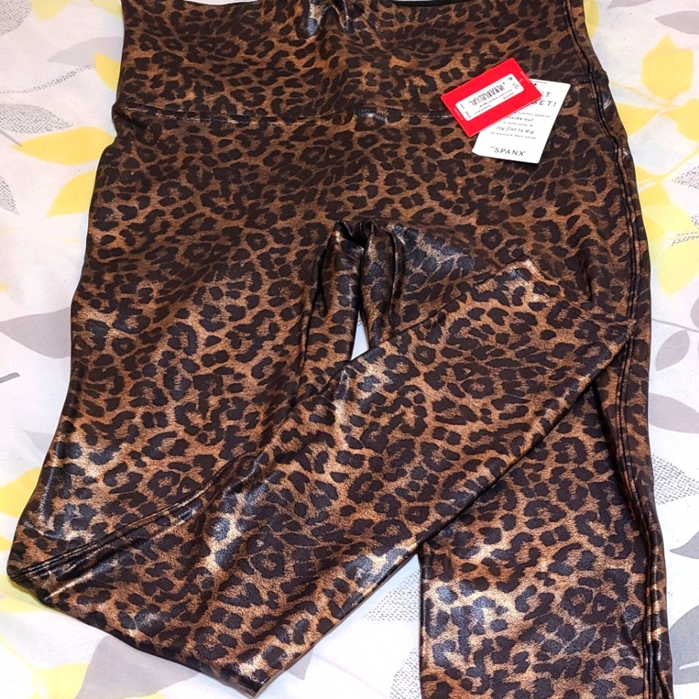 SPANX Faux Leather Leopard Leggings